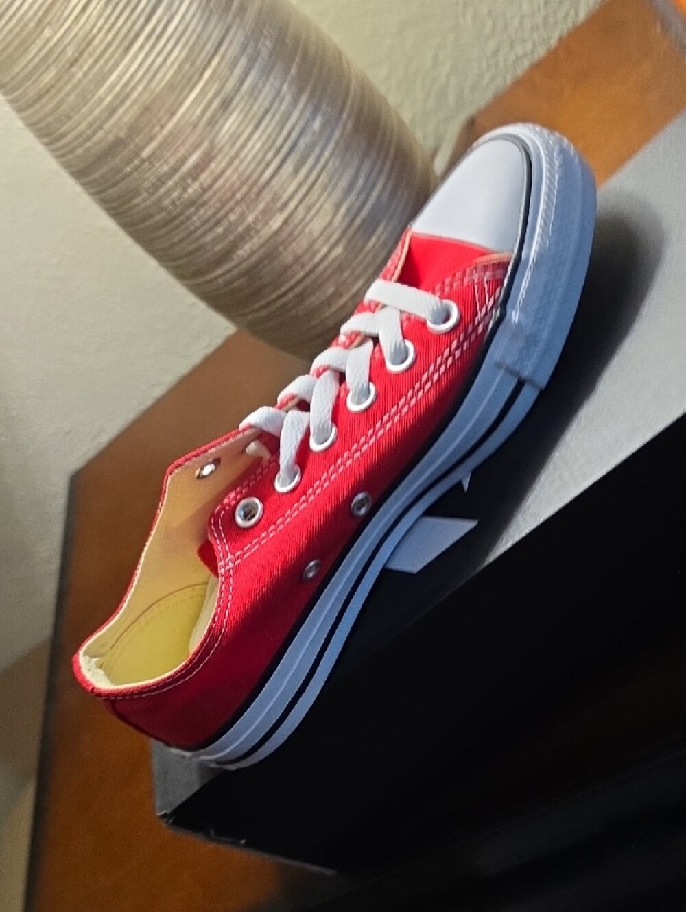 Converse Red Low-Top Canvas Sneakers with White Accents - Picture 4 of 7